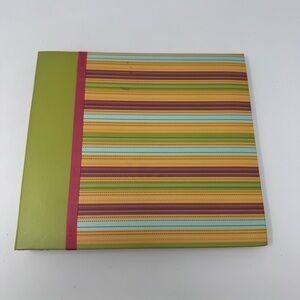 The Paper Studio Post Bound Scrapbook with Page Protectors Stripes Green Yellow